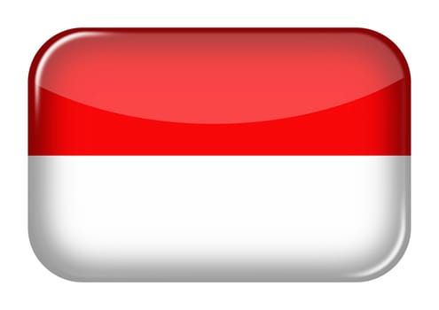 An Indonesia web icon rectangle button with clipping path 3d illustration