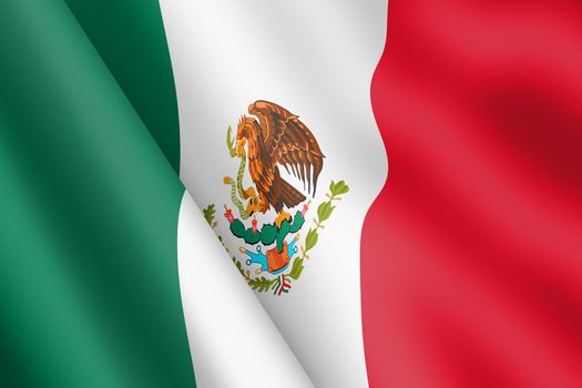 A Mexico waving flag 3d illustration wind ripple