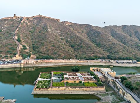 Kesar Kyari (Saffron Garden) on Maota Lake in Jaipur, Rajasthan, India.