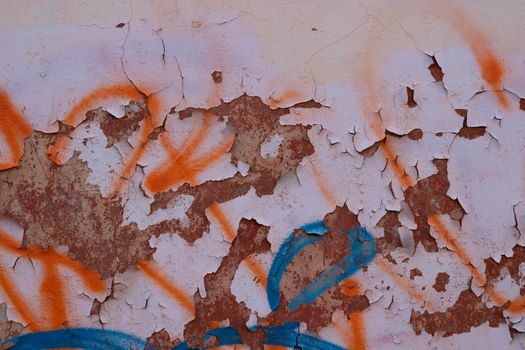 Abstract background of old peeling paint on the wall. Old paint on the wall for the background.