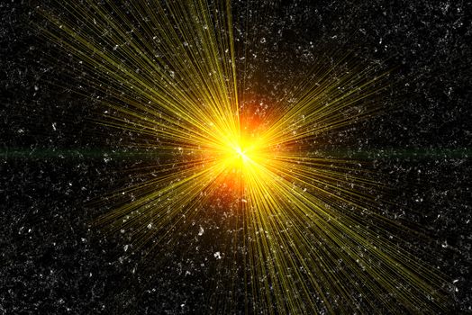 Star blast on black background. Big bang illustration