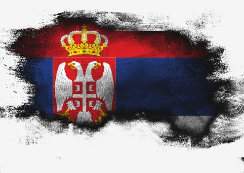Serbia flag painted with brush on white background, 3D rendering