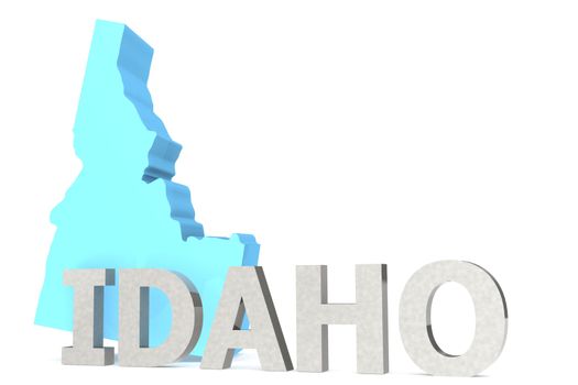 Idaho map isolated on white background, 3D rendering