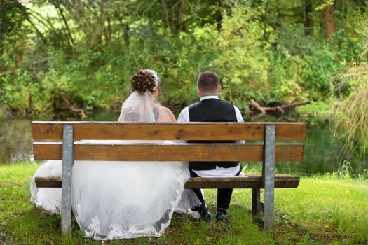 The young wedding couple at a wedding shoot