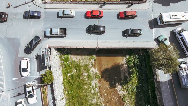 an bird view aerial shoot from a little village - there is a creek over there. photo has taken at aydin/turkey.