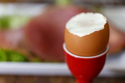 closeup of a boiled egg for breakfast