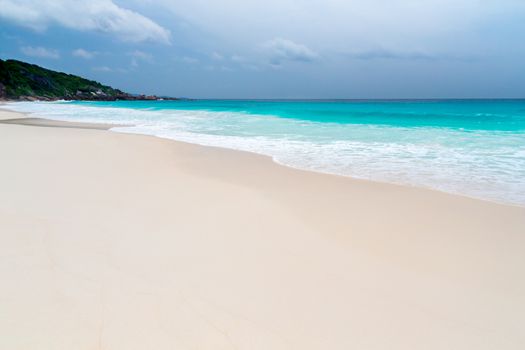 White sand beach on the Seychelles islands
