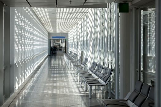 Airport, waiting room, traveler area