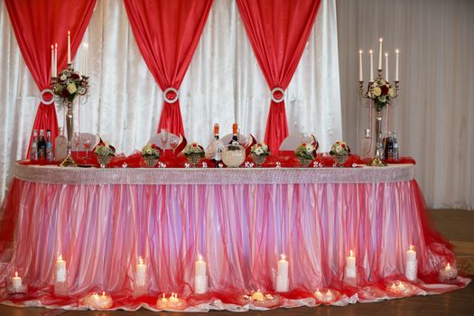 A decoration of a hall for a wedding