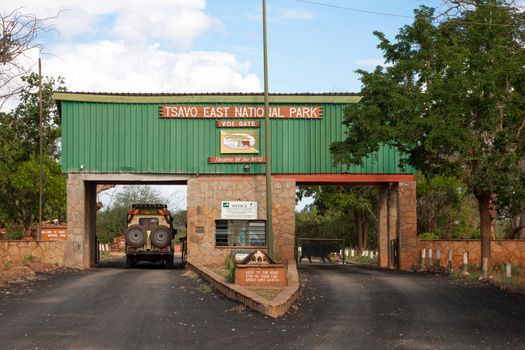 The one of many driveways to Tsavo East National Park