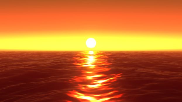 panorama of the ocean sunset, sea sunset, 3d render illustration