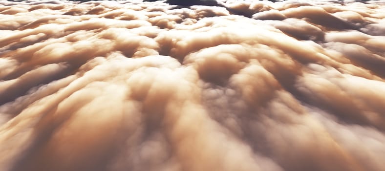 above clouds sun ray 3d render illustration