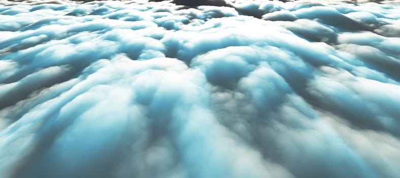 above clouds sun ray 3d render illustration