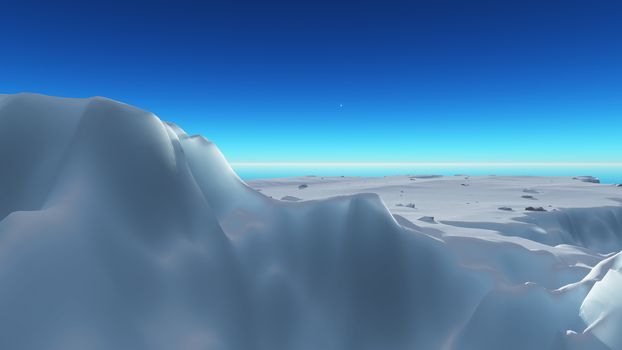 Ice berg on see, 3d render illustration