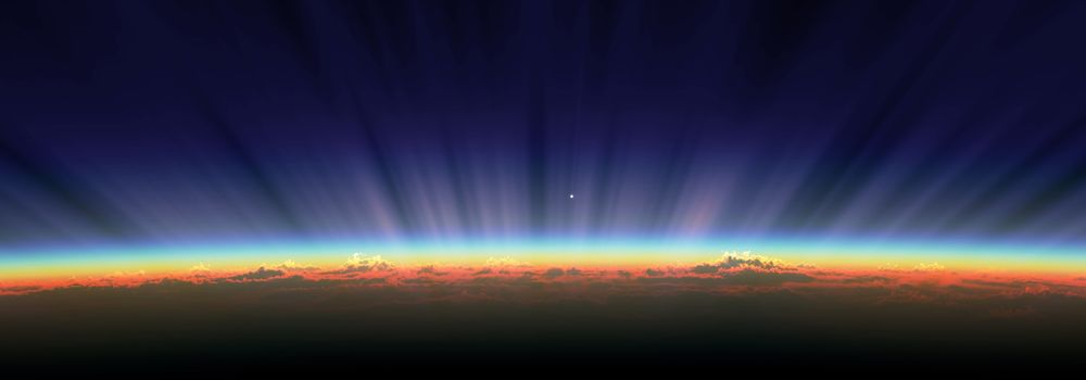 sunrise from space aurora, 3d rendering illustration