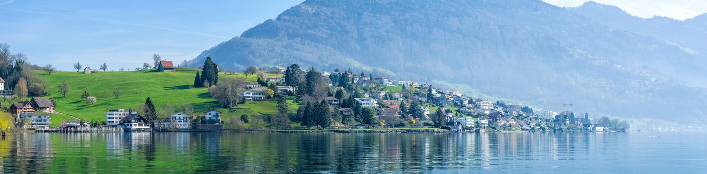 Panoramic view of cityscape of Lucerne lake in daylight ,Switzerland