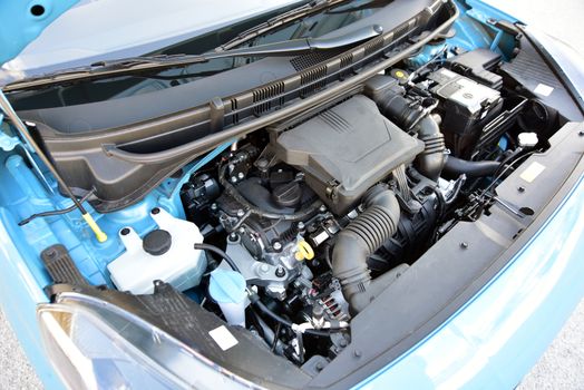 a gasoline engine in a small  passenger car