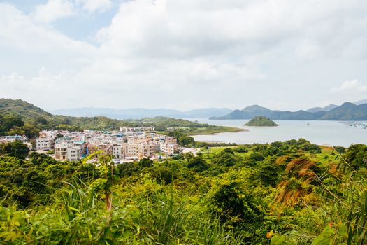 Fishing village near Sai Kung in New Territories region of Hong Kong on a hot summer's day