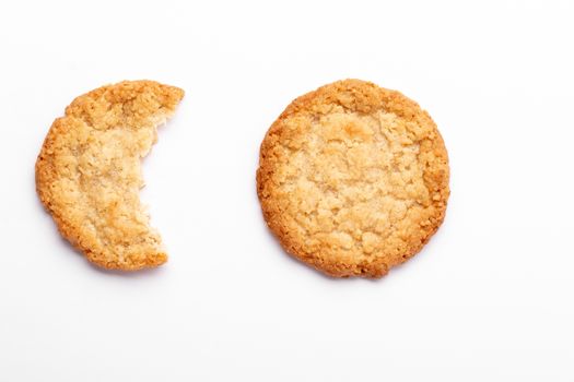Oatmeal cookies on a white background, food