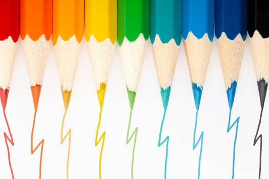 Some Colorful wooden pencils on white background