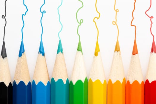 Some Colorful wooden pencils on white background