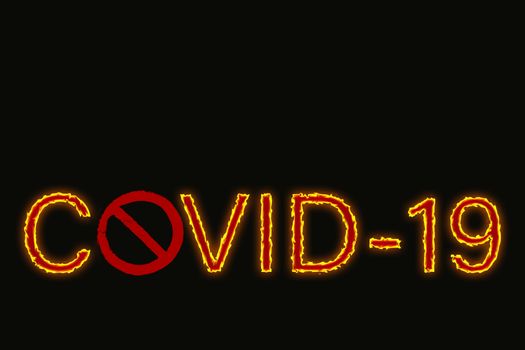 A designation of a Covid 19 virus as letters on a black background