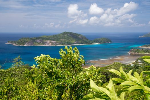 View to another islands in the Indian ocean with a lot of green plants