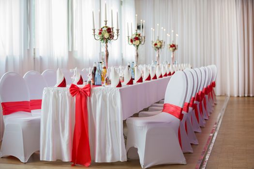 A decoration of a hall for a wedding