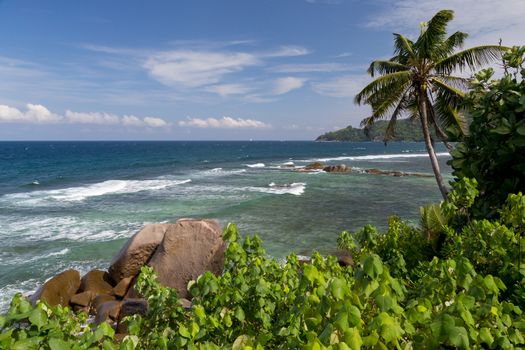 The Seychelles, one of beaches with big stones and a lot of plants