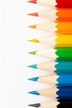 Some Colorful wooden pencils on white background