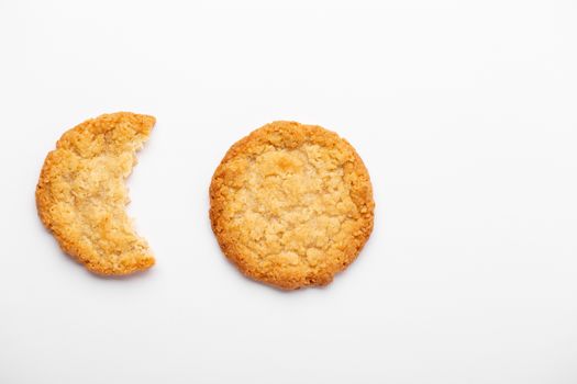 Oatmeal cookies on a white background, food