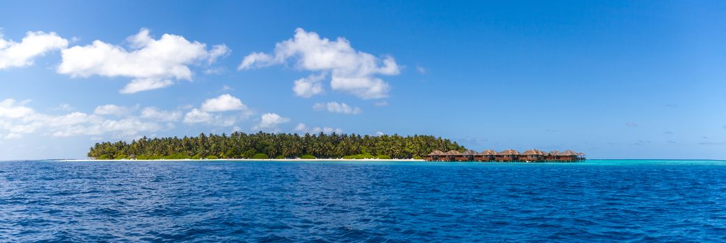 Maldives, a tropical island, view from the ocean