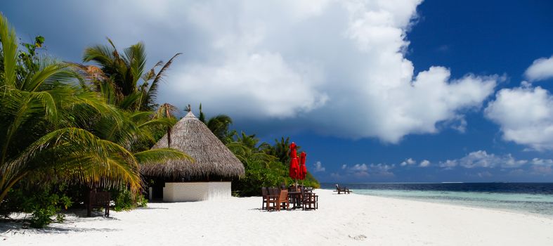 A small bar on the beach on an island