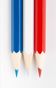 The Flags of different countries on a white background from colored pencils France