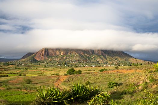 The Landscape shots of green fields and landscapes on the island of Madagascar