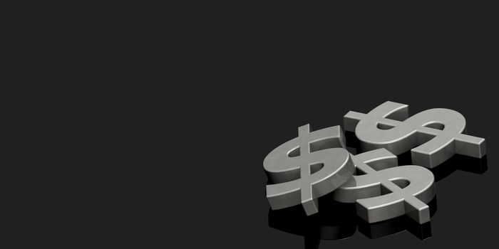 Metallic dollar sign, financial concept, 3D rendering