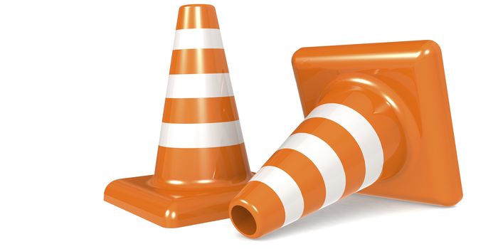 Traffic cone isolated on white background, 3D rendering
