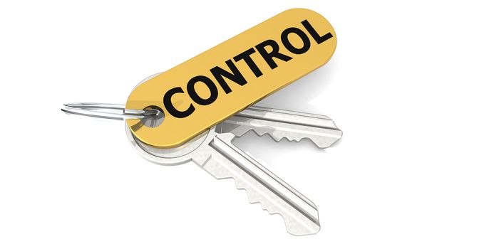 Control label attached to the keys, 3D rendering