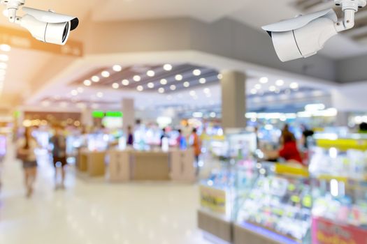 CCTV or surveillance camera  recording inside the shopping mall to the various internal security.