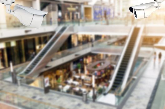 CCTV or surveillance camera  recording inside the shopping mall to the various internal security.