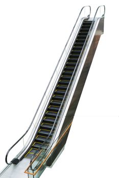 Closeup of the escalator isolated on white background.