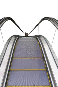 Closeup of the escalator isolated on white background.