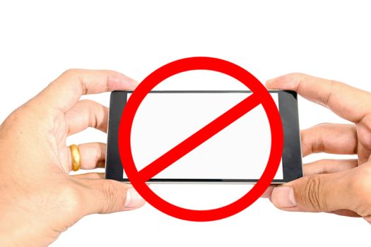 Do not use smart phones to take pictures sign isolated on white background.