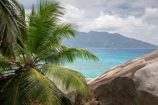 View to an another tropical island in the Indian ocean