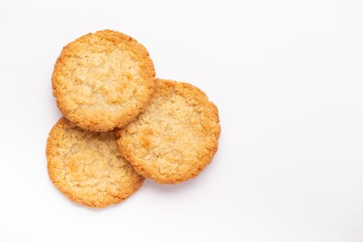 Oatmeal cookies on a white background, food