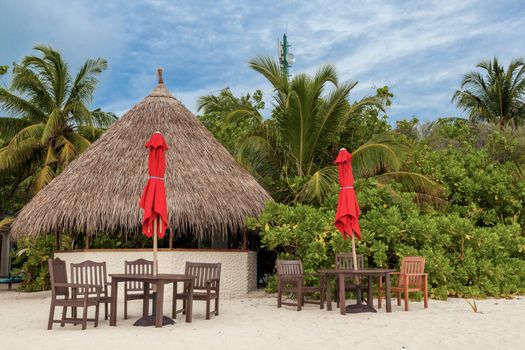 Maldives, tropical paradise, small bar on the beach