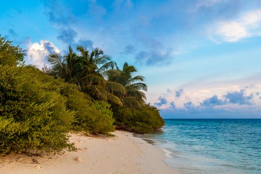 Sunrise on the beach on an island in the ocean