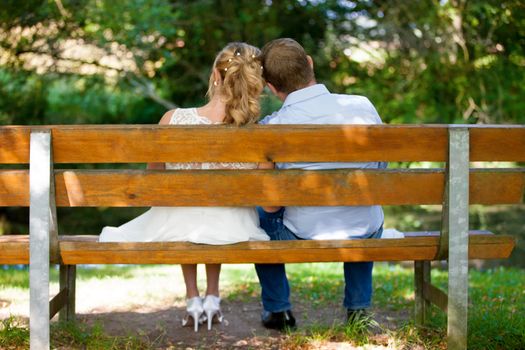 The young wedding couple at a wedding shoot