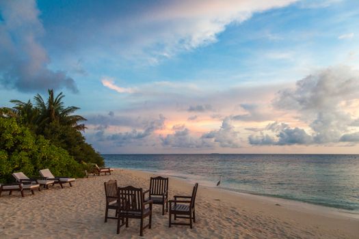 Sunrise on the beach on an island in the ocean