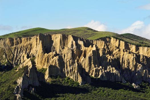 Beautiful teeth-like Clay cliffs of Omarama could be found on the South Island of New Zealand 